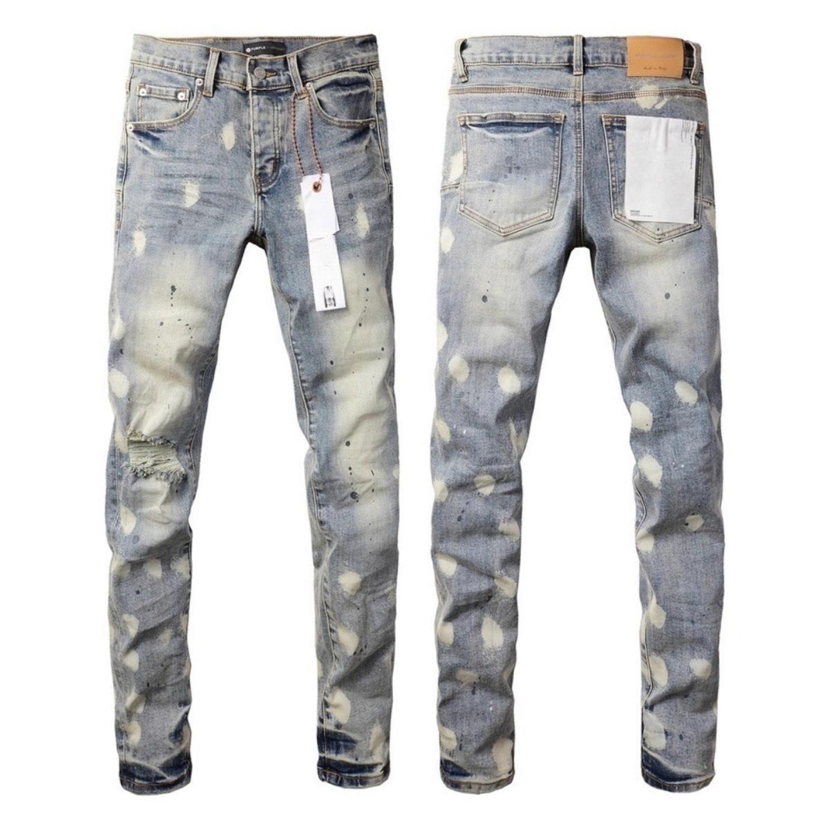 STREETRICH Men Jeans Fashion High Street Classic Style Low Rise Skinny Jeans White Paint Distressed Repaired Top Quality Denim Pants Brand 28