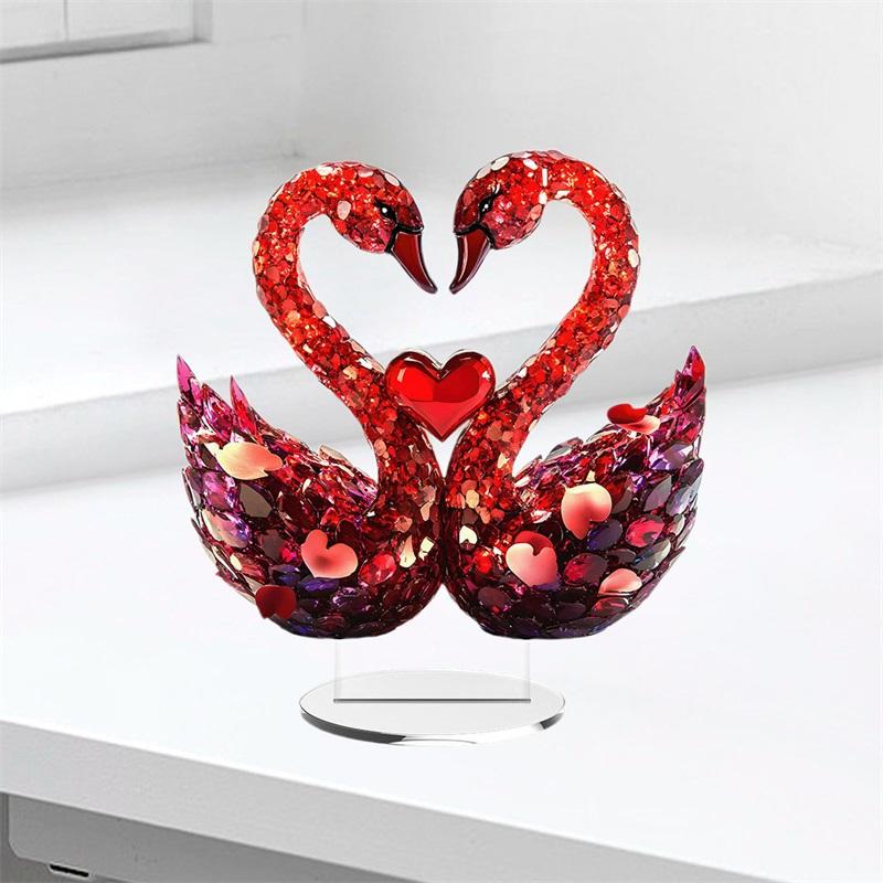 Elegant Acrylic Sign 3D Love Birds Figurine Romantic Statue Contemporary Art Decor for Living Room Shelf Display