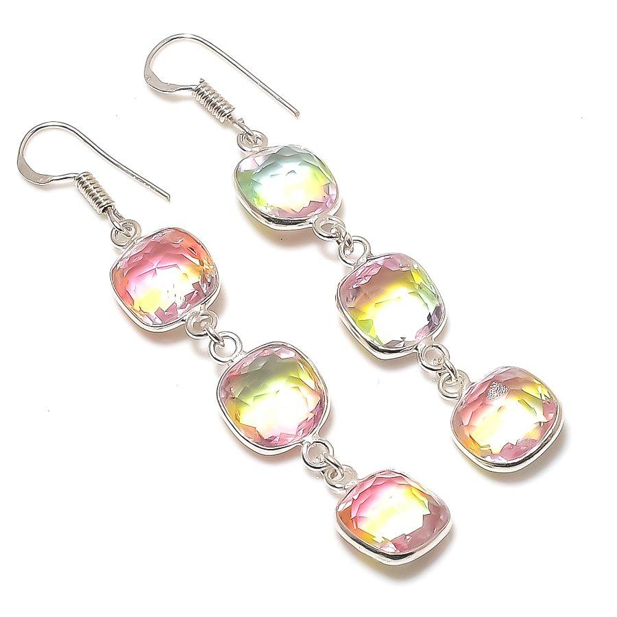 

Natural Bi-Color Tourmaline 925 Sterling Silver Jewelry Earring 2.56 n2L90