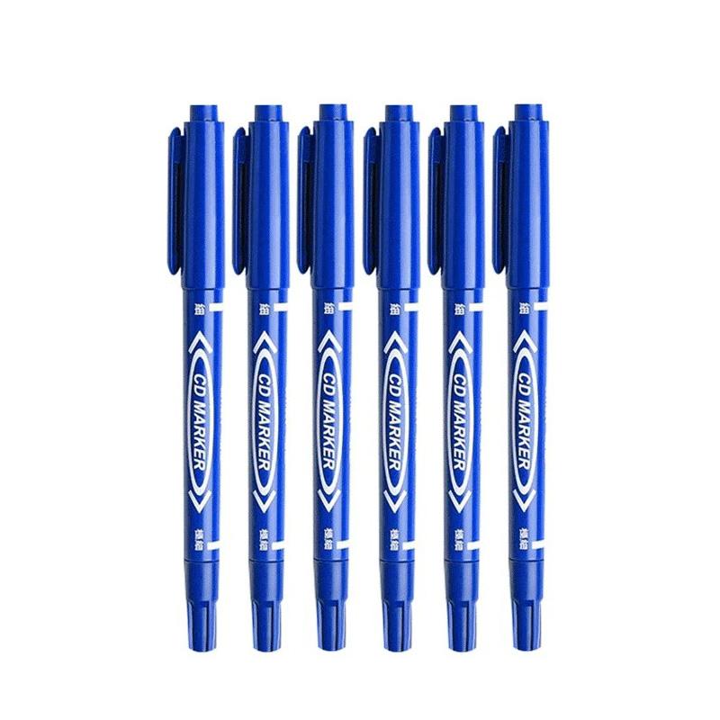 Double Tip Art Black Blue Ink Permanent Paint Marker Pen for Plastic Wood Stone Metal Glass Doodling Marking Graffiti