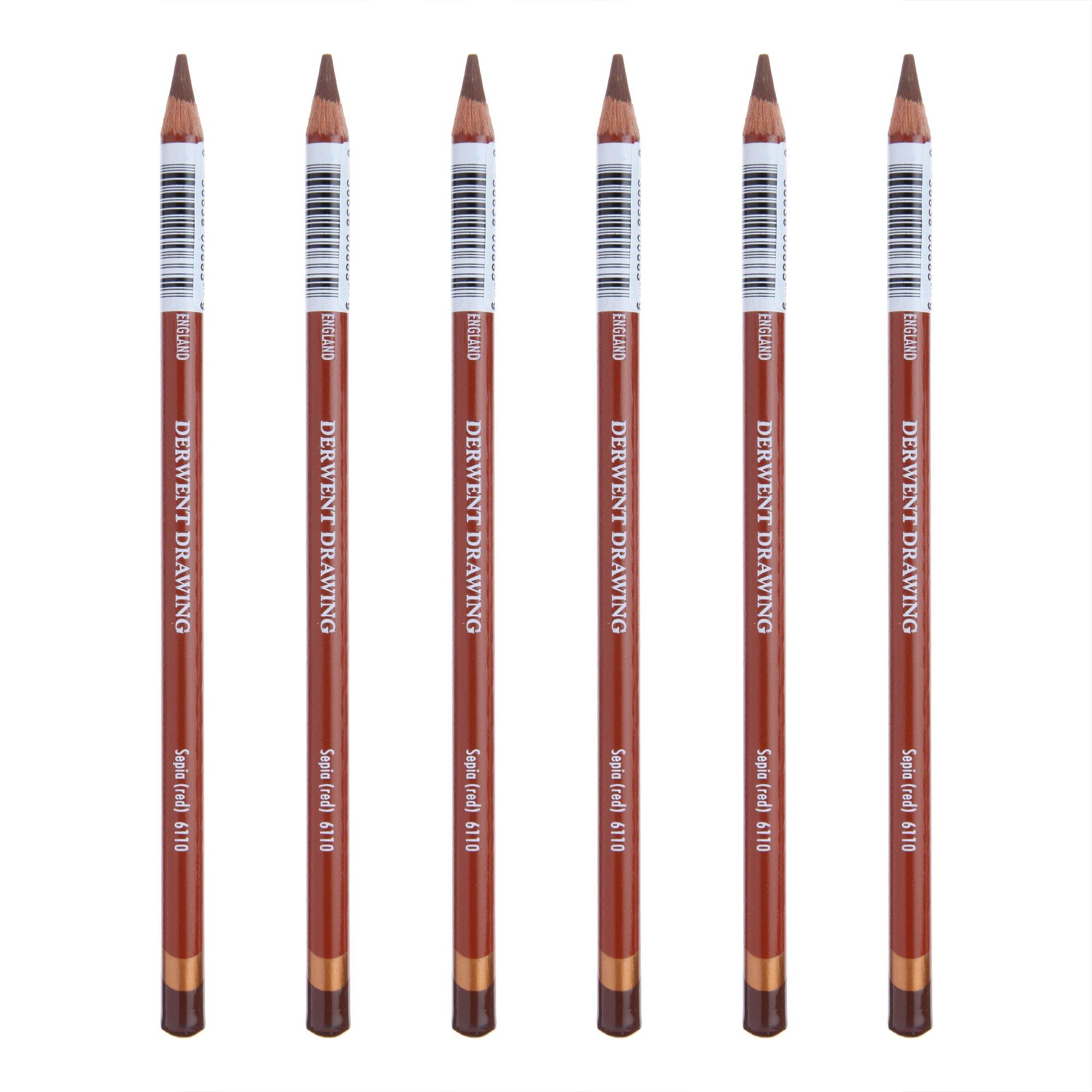 Derwent colored drawing sepia case of 6 0700685 pencils, pencils, red, 6110, pencils,