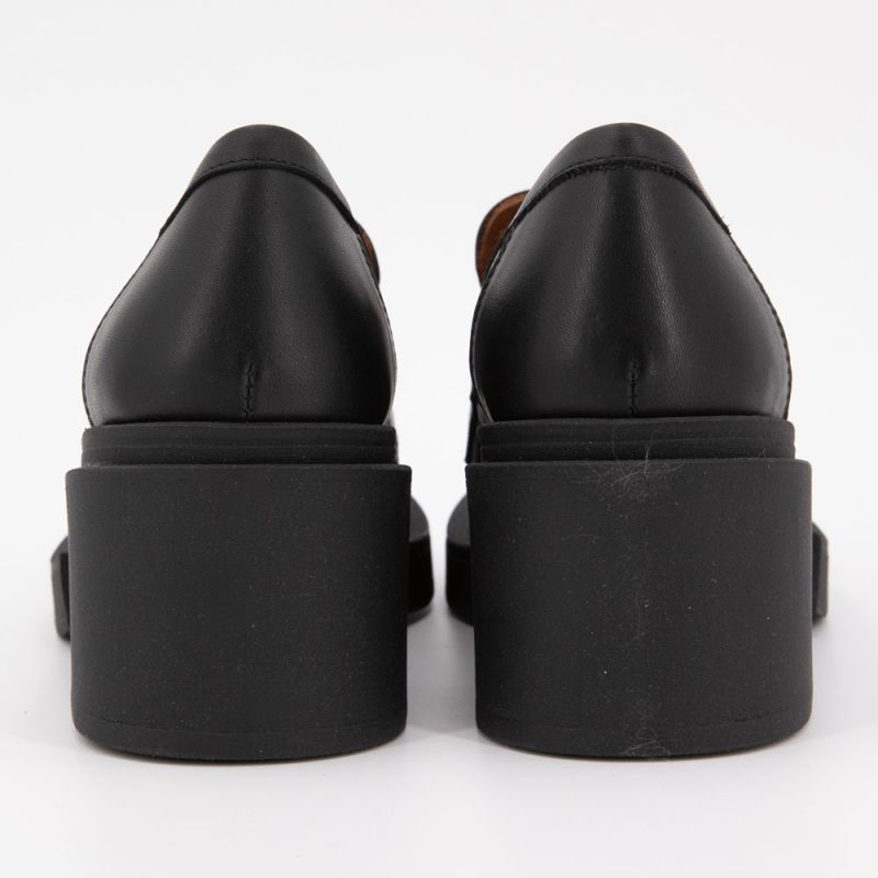 Mocassins noir à talons carrés cuir Femme ELVIO ZANON