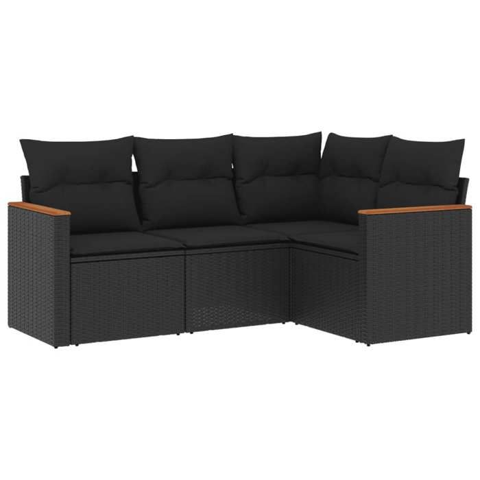 VidaXL Garden Lounge Set with Cushions 4 Pcs, Patio Sofas, Patio Furniture Set, Outdoor Furniture, Black 3225929
