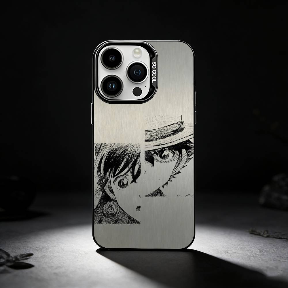 Anime character line art Phone Case For iPhone 17,16,15,14,13,12,11 Plus,Pro Max,XS,Colored silver phone case