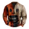 Men's Casual Fashion Christmas Printed Hoodless Sweatshirt Wide Men's Loose Button Stand Collar Hooded Sweatshirt