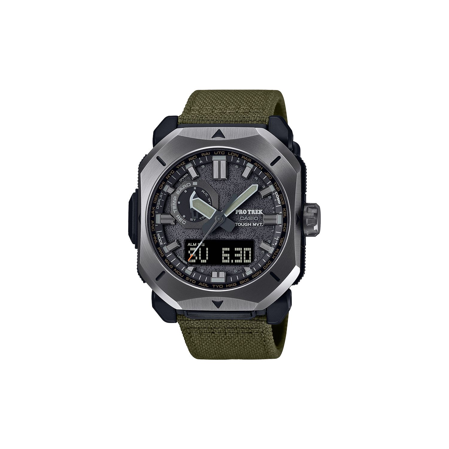 Casio Men's Black Pro Trek Series Round Dual Display Solar Quartz Movet Watch Watches Prw-6900Yb-3Pr