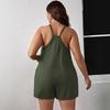 Armee Grün Floral Spaghettiträger Strick Stretch Jumpsuit - Große Größen Damen Vielseitige Sommerkleidung