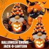 LED Glowing Halloween Gnome Statue Multi-Purpose Vintage Halloween Figurines Gnome Pumpkin Lantern Ornaments for Home Decor