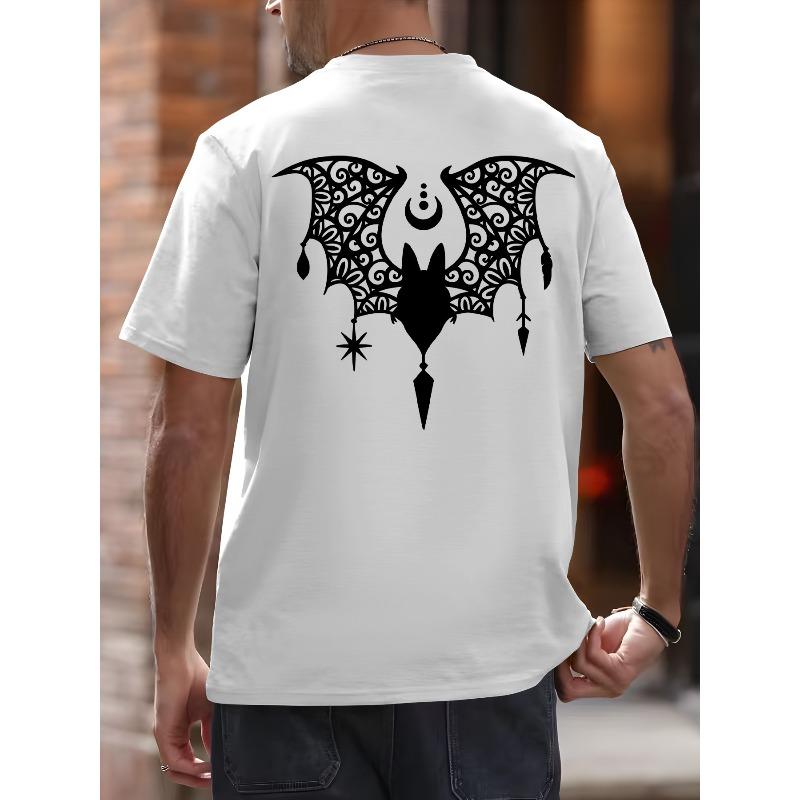 

European Size Men S Summer Fashion Round-Neck Top Featuring a Bat Wing Pattern, a Casual Street-Style Short-Sleeve T-Shirt with a Regular Fit S