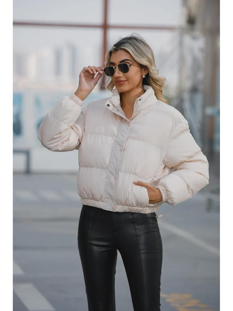 Damen Baumwollmantel mit Stehkragen und langen Ärmeln - Herbst/Winter 2022 Kollektion, Lässig & Warm, Stil 601