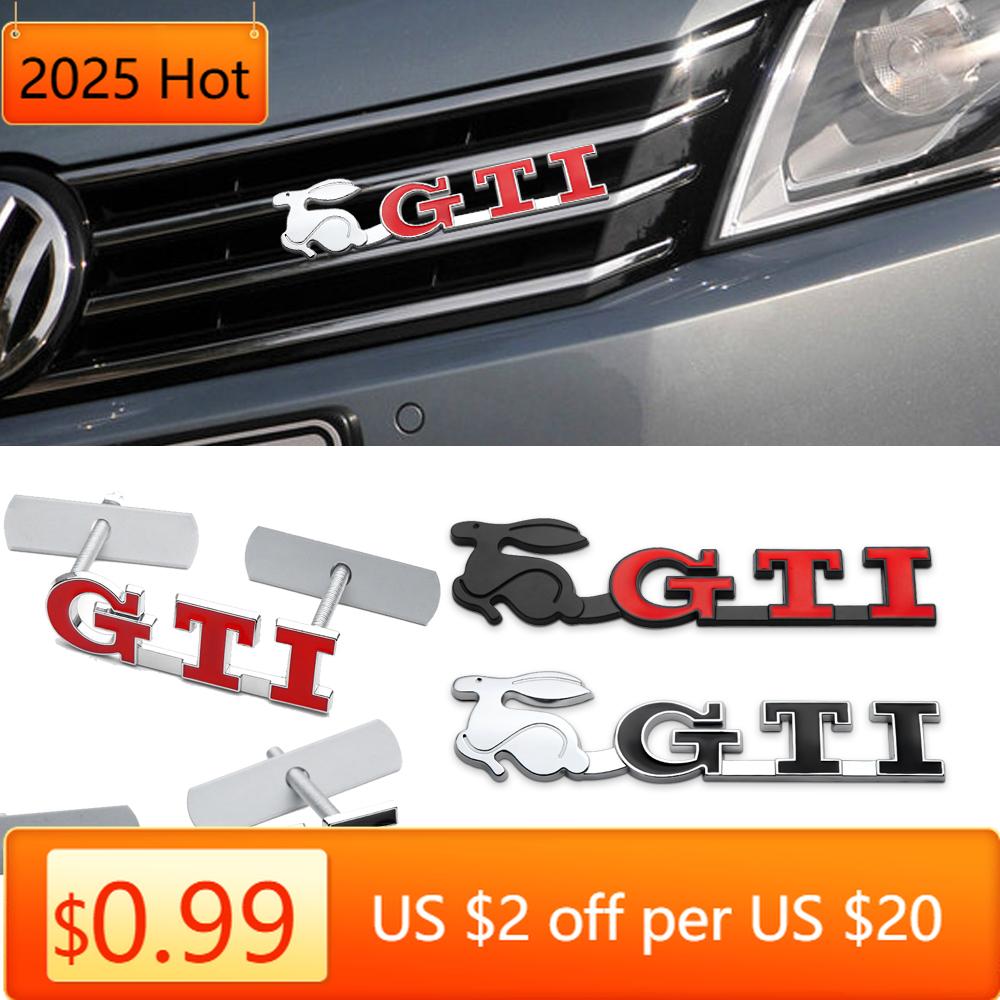 SGLMS1 For VW 3D ABS GTI Badge Car Front Grille Sticker Decoration Auto Refit Accessorie for Volkswagen VW Golf MK7 Beetle Touran GTI