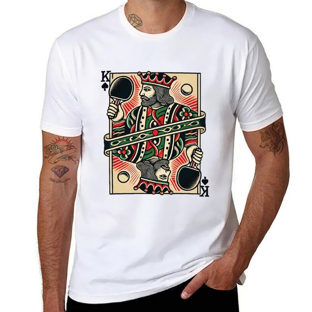 Retro Table Tennis King Playing Card Tshirt For A Boy Quickdrying Funny Shirt Cotton Graphic Tee Shirt Unisexs Shirts Graphic Tee