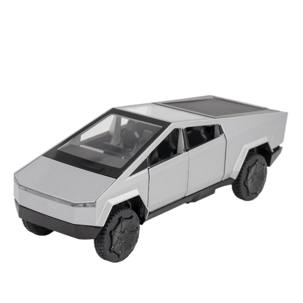 

1/32 Tesla Вантажівка Кібер Іграшка Пікап Вантажівка з Сплаву Модель Автомобіля Лита Металева Позашляховики Модель Автомобіля Звук Світло Автомобіль Дитячі Подарунки срібний