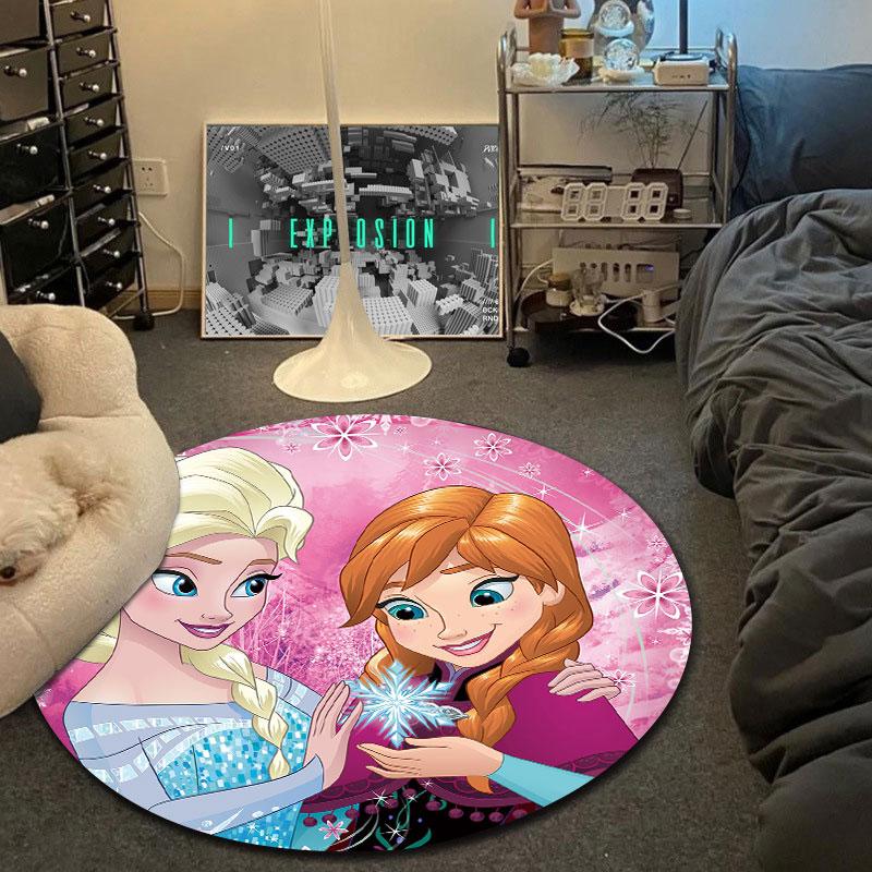 Lovely Ice Sisters Frozen Round Floor Mat, Bright Blue Elegant Touch, Wonderful Gift for Housewarming and New Home with Fresh with Smile