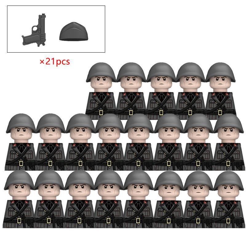 MOC Military Italian Soldier War Action Figures Army Figures Building Blocks Helmet Weapons Accessories Kids for Toys Gifts