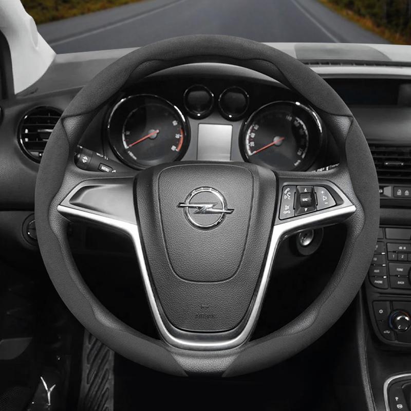 Suitable for Opel Anti-Slip Buckle Segmented Suede Steering Wheel Cover Suitable for Astra H Gtc J Insignia Corsa D E Mokka Vectra C K Zafira B 