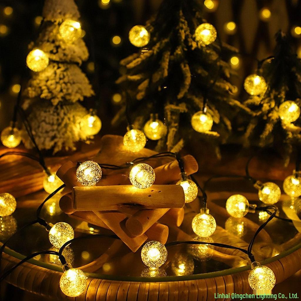 Outdoor Waterproof Solar LED Bubble String Lights for Festive Camping & Christmas Decor