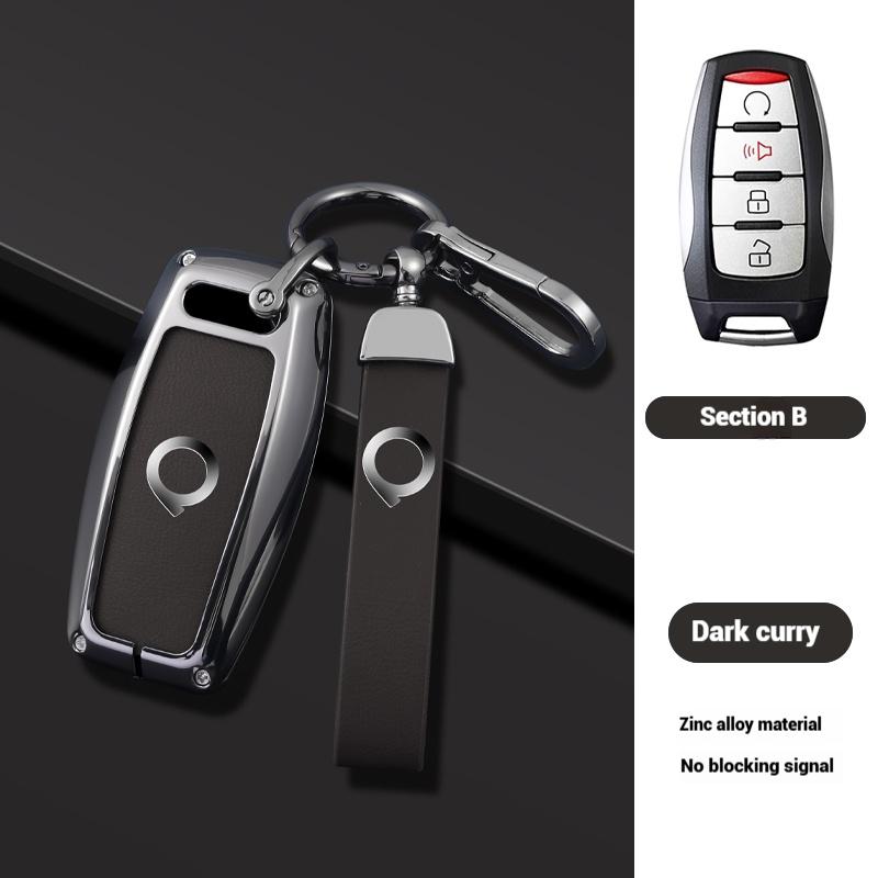 Zinc Alloy Genuine Leather Auto Key Fob Cover Case Fit For Great Wall Ower GWM P Series Pickup Great Wall Poer Truck Key Ring Accessori