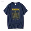 Mens Romania Patriotic Flag T Shirt National Logo Country Coat Of Arms Romanian s long or short sleeves vintage Washed Slightly