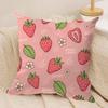 Cute Strawberry girl pink Cushion Cover Silky Short Plush Invisible Zipper Dustproof Sofa Pillow Case for Home Decor