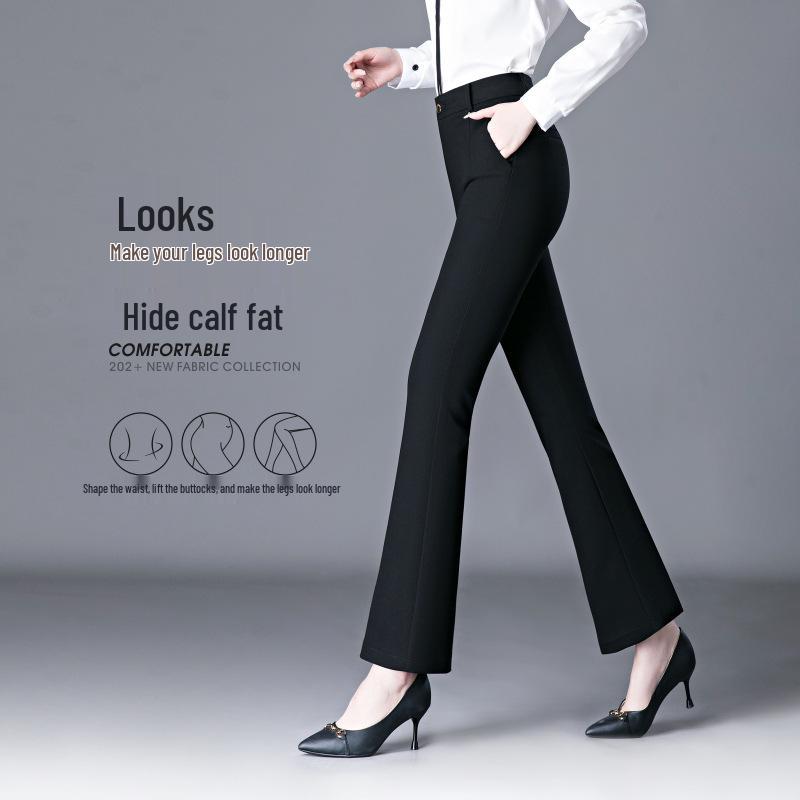 2025 High Waist Stretch Flare Pants for Middle-Aged Women - Slimming Slim-Fit Micro-Flare Design