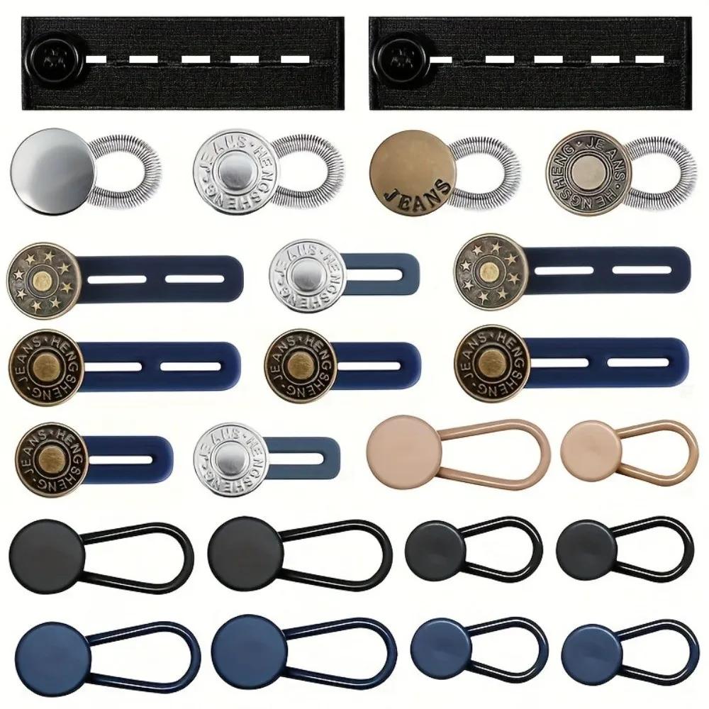 12/16/24/26 Pcs Button Style Button Extenders Strong Elasticity Easy Install Waist Extender Buttons Metal No Sew Extensions