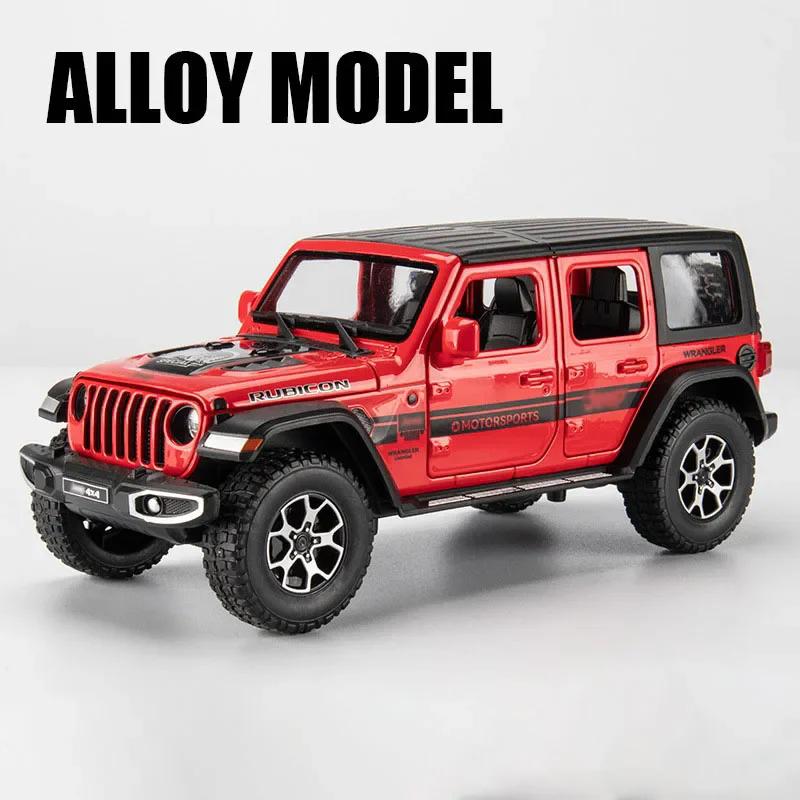 1:22 Wrangler Rubicon Challenger Hellcat Sports Car Model Toy Doors Opened Light Music Pull Back Vehicles for Children's Gifts