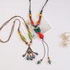 Ethnic style ceramic butterfly bell pendant necklace design sense new trendy long sweater chain