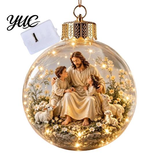 Illuminated Faith Based Decor Christian Scripture Keepsake, Light Up Religious Hanging Ornament with Bible Spiritual Encouragement Home Verse,