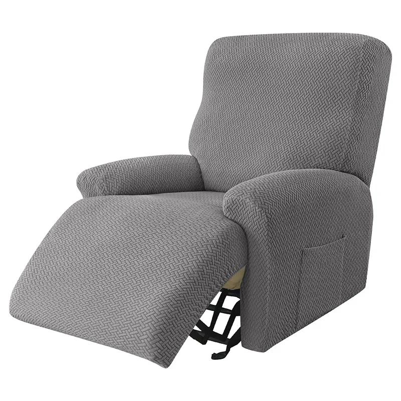 Recliner Chair Cover Stretch Thick Soft Recliner Slipcover Jacquard Sofa Couch Armchair Cover 4 Separate Piece Elastic Protector