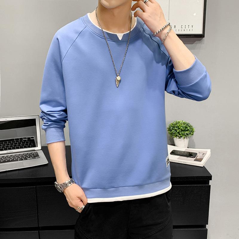 Men's Sweatshirt Spring New Youth Hong Kong Style Casual Loose Round Neck Long Sleeve Versatile T-shirt Bottoming Shirt
