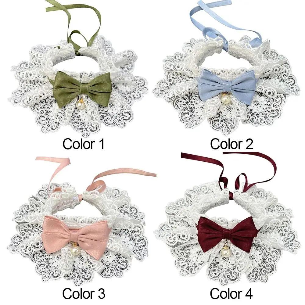 Colletto di Perle con Fiocco di Pizzo Gatto Cane Fazzoletto da Collo Animali Domestici Gatti Gattino Cane Cucciolo Stringa Bavaglino Collana Cravatta Cinturino da Collo Sciarpa Accessori
