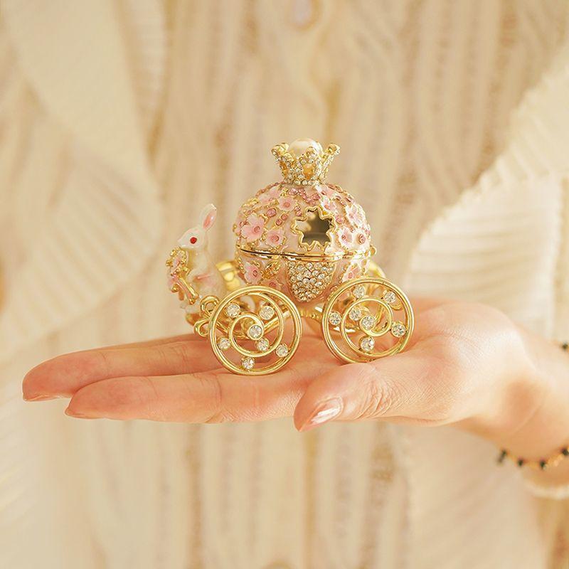 Rabbit Carriage Enamel Jewelry Box Proposal Ring Box Earrings Storage Box Wedding Gift Box Tide Play Small Gift