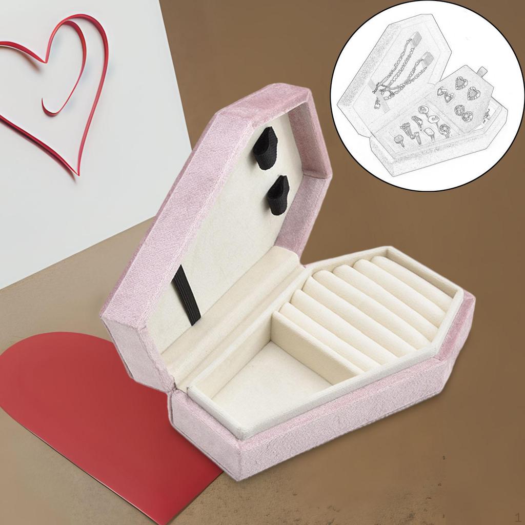 Velvet Jewelry Box Portable Earring Gift Travel Case for Engagement Party