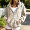 Damen Casual Pullover Top, Mit Kapuze, Halber Reißverschluss, Langarm, Lockere Passform
