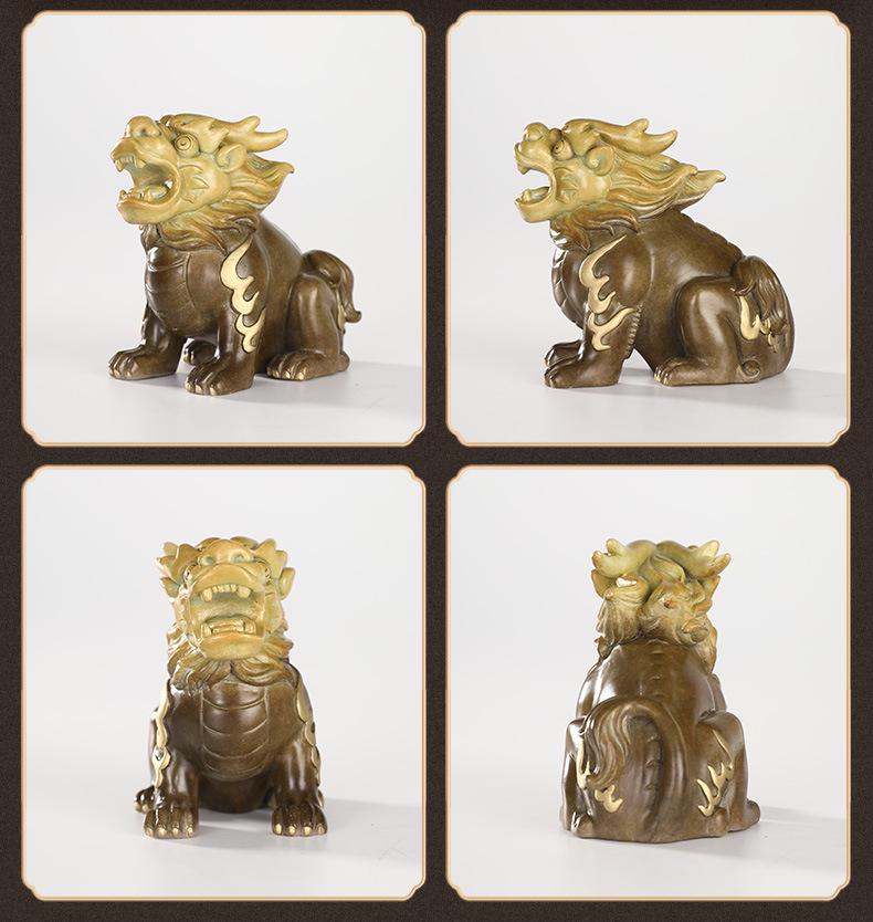 Brass Dragon's Nine Sons Ornament: Handcrafted Living Room and Office Decor, Perfect Housewarming Gift for Attracting Wealth