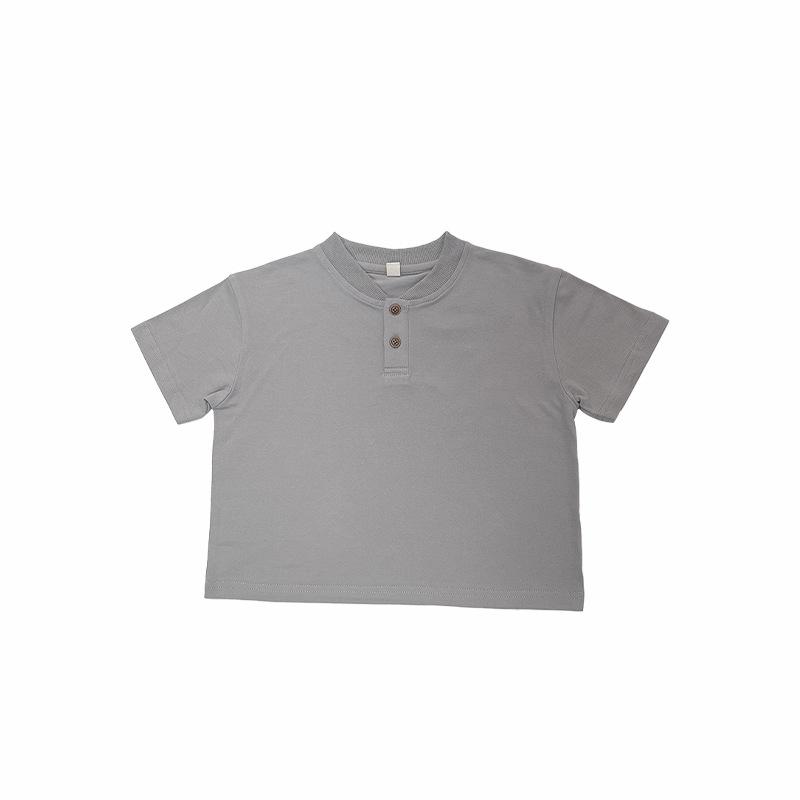 Boys Short-Sleeve Stand-up Collar Polo - Summer Casual Cotton Toddler Shirt 130 cm серый