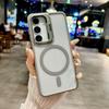 Solid Color Transparent Camera Len Stand Magnetic Charge Bumper Phone Case For Samsung Galaxy S25 Ultra S24 FE S23 Plus Soft Silicone Protection Cover