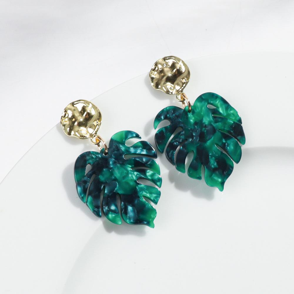 New Trendy Monstera Leaves Acrylic Earrings for Women Fashion Coconut Tree Palm Leaf Plant Drop Earring Boho Beach Jewelry Gifts