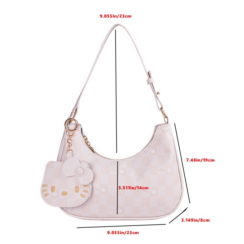 Cute KT Cat Crescent Armpit Bag Korean Chic Single Shoulder Crossbody Bag for Women