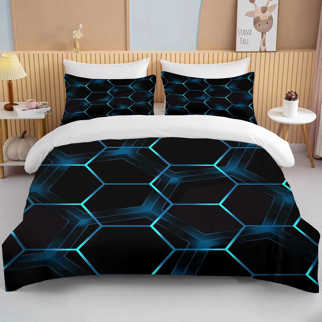3D Geometric Hexagonal Rhombus Print Bedding Set Duvet Cover 1 Duvet Cover 2 Pillowcases Adult and Kids Bedding Set Luxury Gifts
