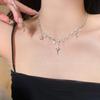 Women  Zircon Cross Pendant Necklace For Women Girl Double Layer Clavicle Chain Necklace Punk Party Jewelry
