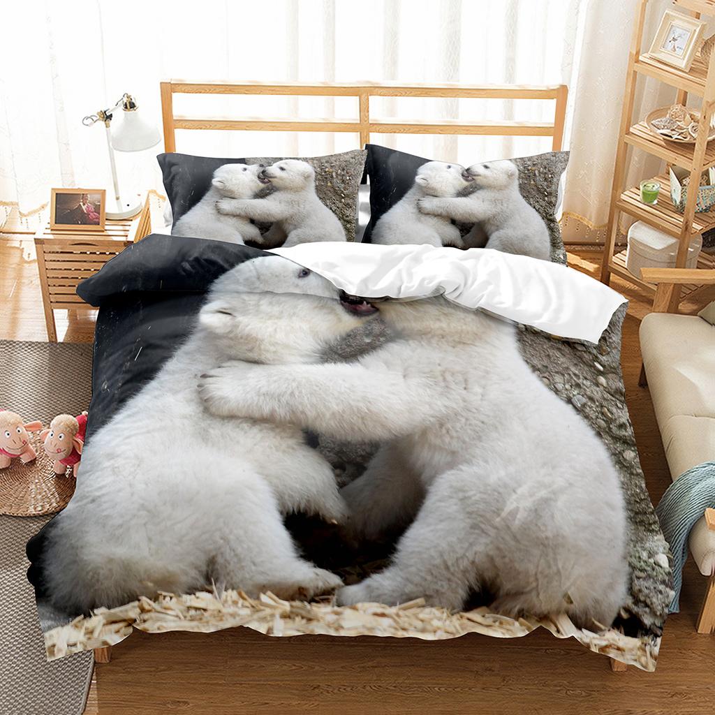 Brown Raccoon King Queen Double Full Duvet Cover Lovely Animal Bedding Set Wildlife Quilt Cover 2/3pcs Polyester Comforter Cover