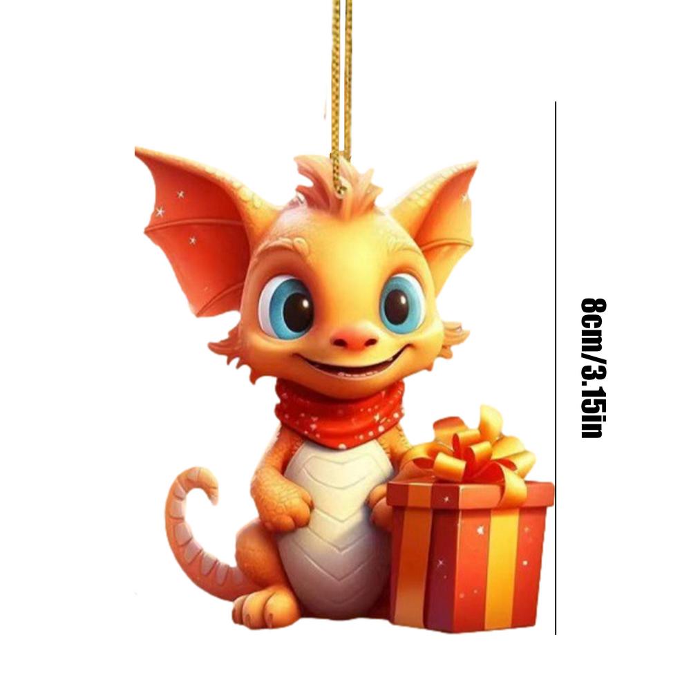 Christmas Dragon Car Dashboard Ornaments 2D Acrylic Dragon Pendant Charm Christmas Dragon Character For Vehicle Decoration