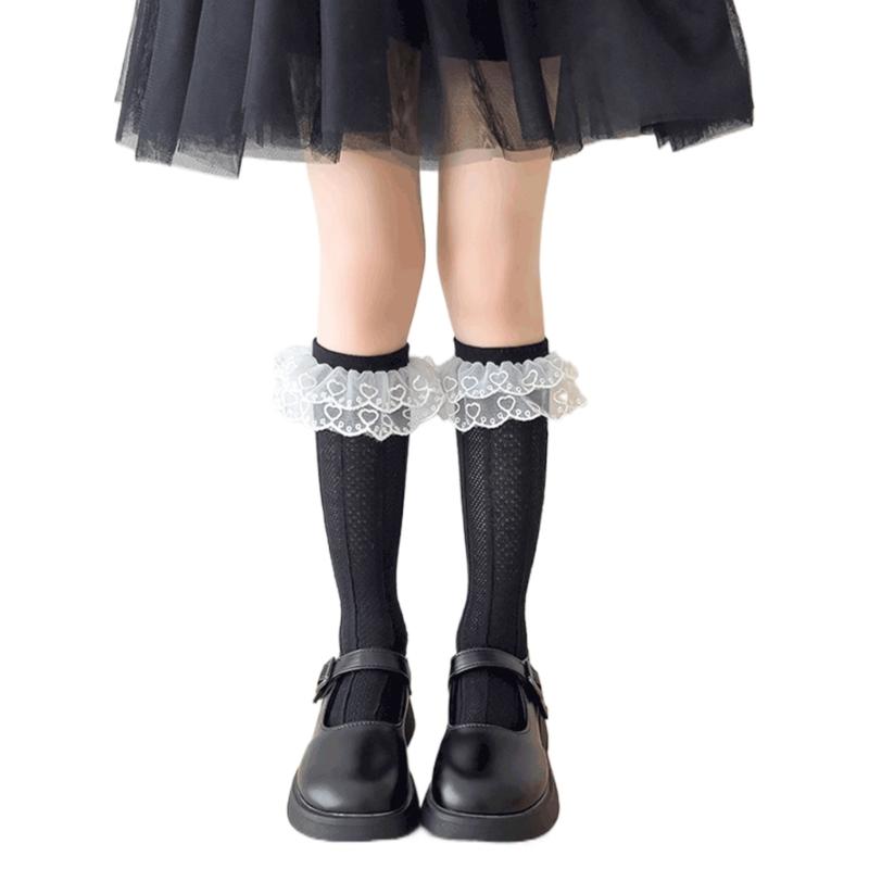 Fashion Lace Calf Socks Socks Breathable Loose Socks for Girls Bowknot High Boot Socks Long Knee High Stockings