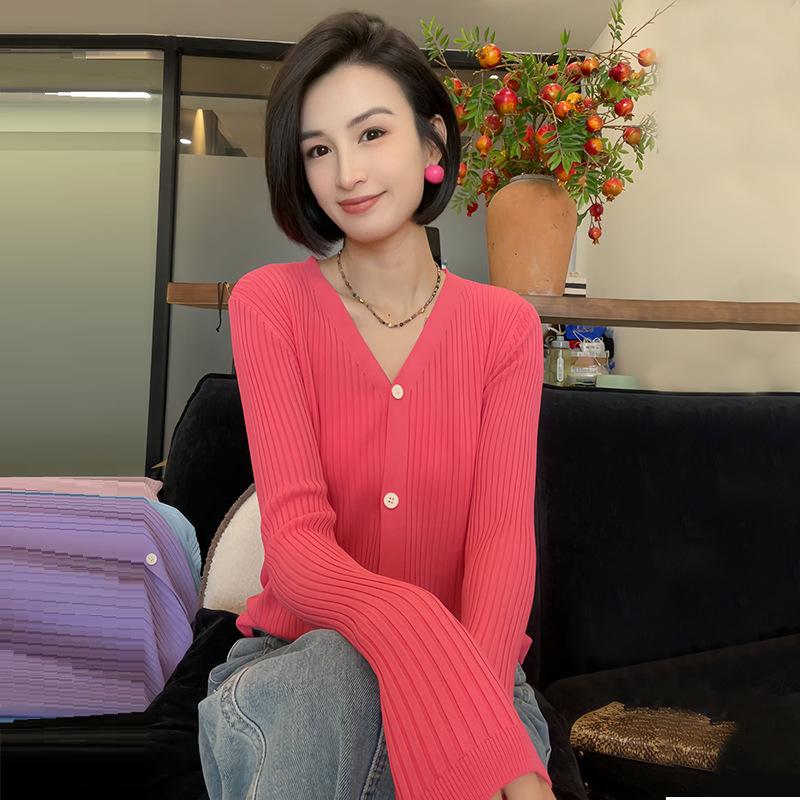 Women's Ice Silk Knit Cardigan - Short Style for Spring & Summer