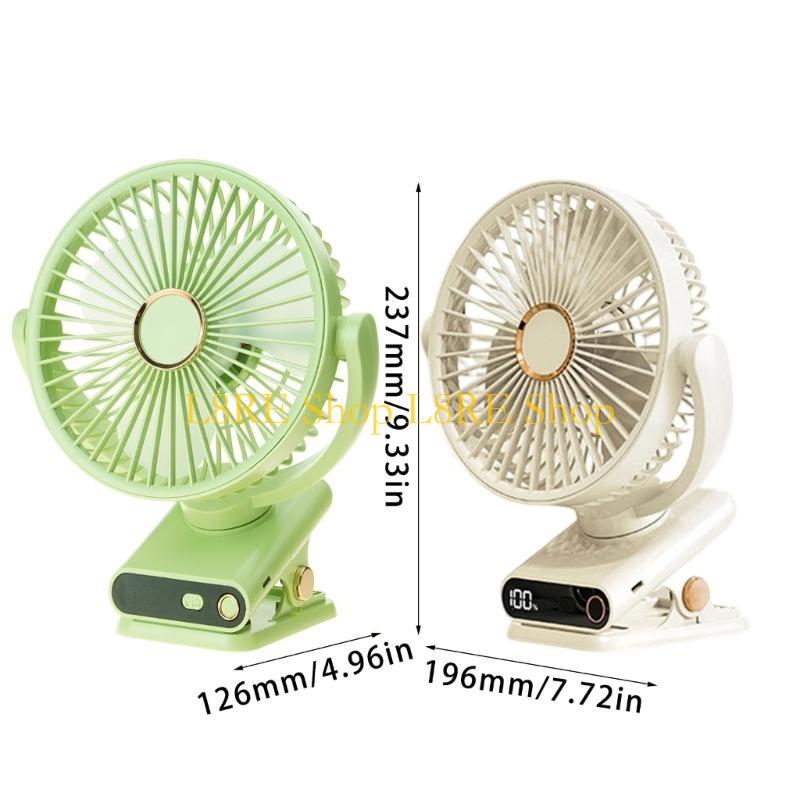 L8RE Rechargeable Miniature Desk Fan 5 Speed Setting 360 Rotation Clip Mount Fan For Car Indoor Outdoor Use Cooling Device