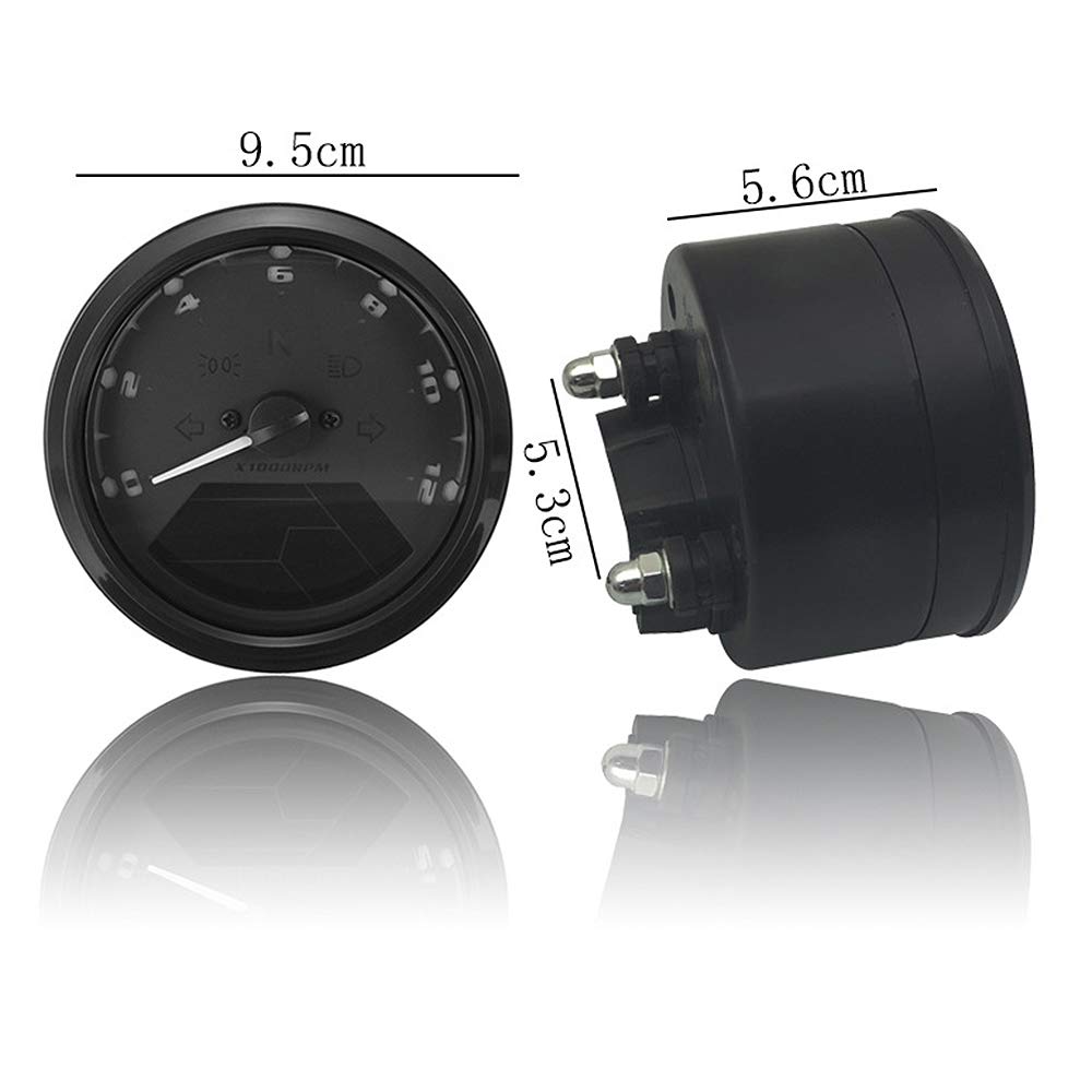 HANSWD LCD Digital Speedometer Tachometer Mileage 4 Stroke 1/2/4 Cylinder Motorcycle with MPH/KMH124MPH/199kg Time 12000rpm