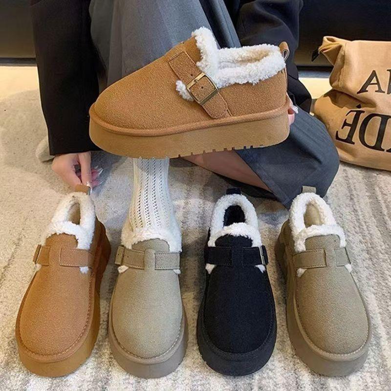 Autumn and winter new velvet Birkenstocks platform casual snow boots comfortable cotton shoes
