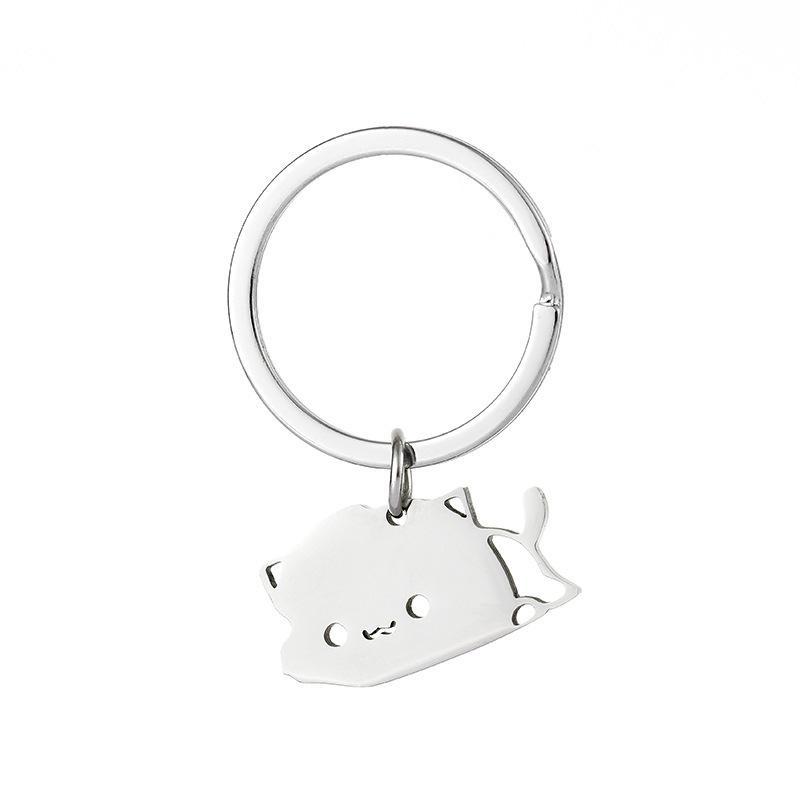 1 Pair Creativity Cute Stainless Steel Cartoon Cat Keychain Couple Animal Matching Key Ring Pendants Valentine Friendship Gift